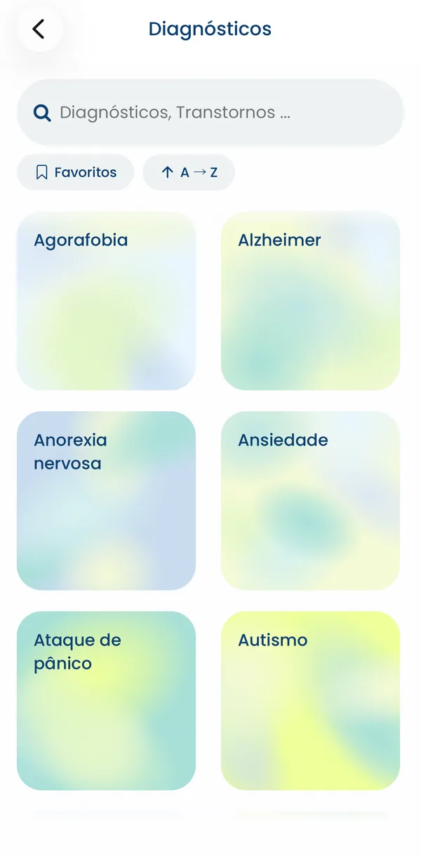 Tela de diagnósticos do app Megui